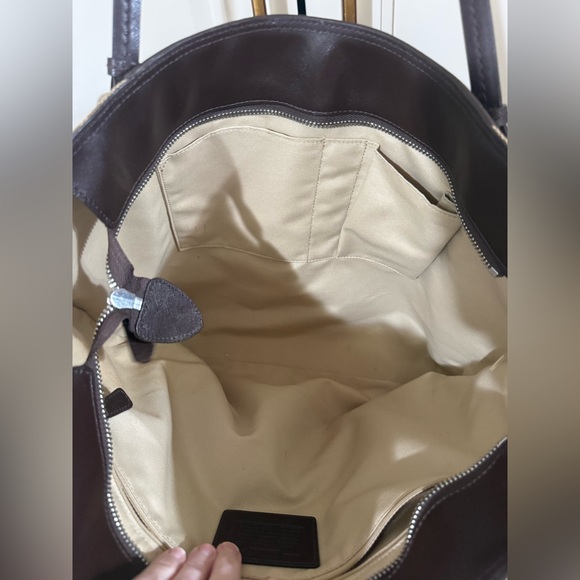 Coach Brown Leather & Signature Canvas F30301 Tote Bag Purse - Picture 6 of 9